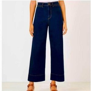 Loft Women’s High Waisted Wide Leg Jeans Dark Indigo Wash size 8/29